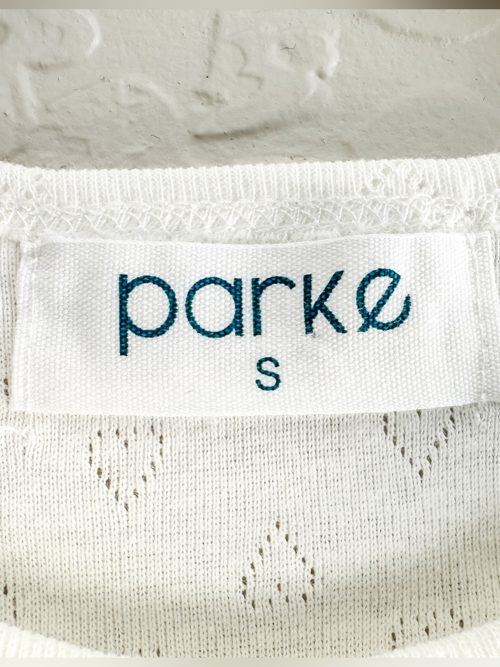 Parke White Short-Sleeve Heart Pointelle Knit Tee Women’s - Size Small - Picture 3 of 9